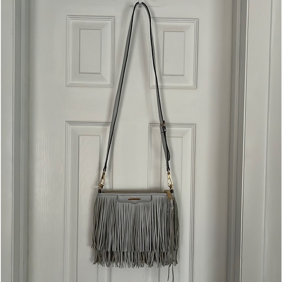 Rebecca Minkoff Finn cross body bag in light gray. - Picture 2 of 6